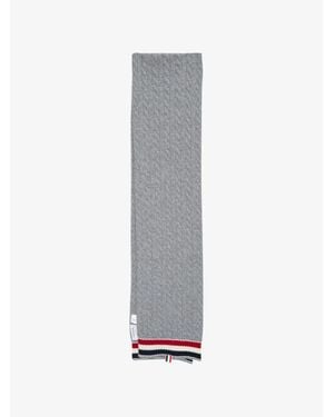 Thom Browne Cable & Rib Virgin Wool Scarf - White