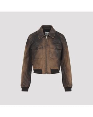 Miu Miu Lamb Leather Jacket - Brown