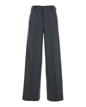 PT Torino High-Waist Wool & Cashmere Pants With Welt Pockets - Blue