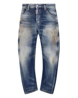 DSquared² Distressed Straight-Leg Jeans - Blue