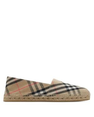 Burberry Check Print Espadrille Sandals - Brown