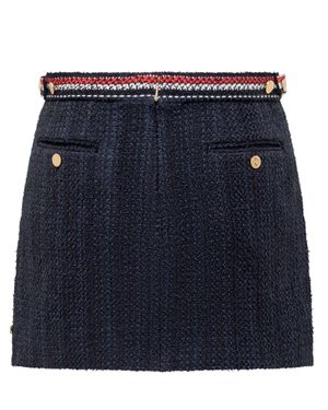 Thom Browne Tweed Mini Skirt With Rwb Detail - Blue