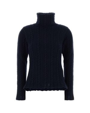 Moncler Wool-Blend Knit Sweater - Blue