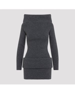 Jean Paul Gaultier Leather Tag Details Short Dress - Gray