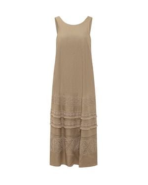 Weekend by Maxmara Sleeveless Ruffle-Trim Dress - Natural