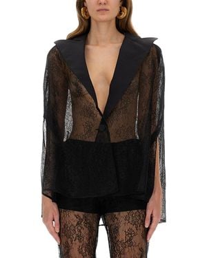 Nina Ricci Blazer-inspired Lace Cape - Black