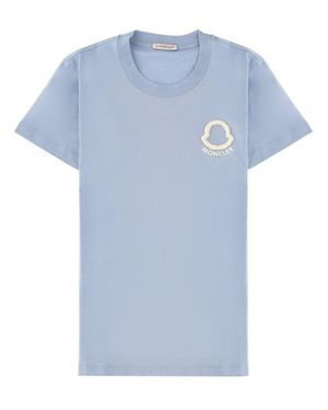Moncler T-Shirt Con Logo Ricamato - Blue