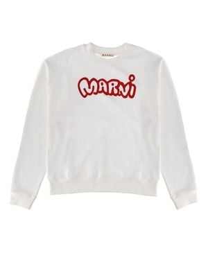 Marni Sweatshirt With Logo Cotton Sweatshirts - White