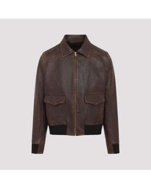 Prada Bruciato Leather Jacket - Brown