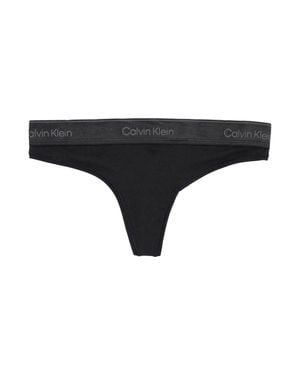 Calvin Klein Logo Waistband Thong Underwear - Black