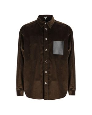 Loewe Corduroy Button-Up Shirt With Patch Pocket - Brown