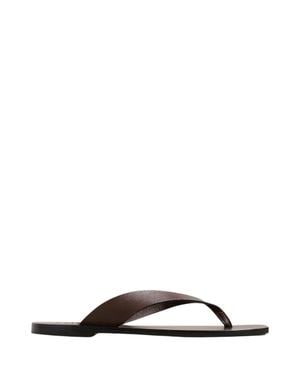 A.Emery A. Emery Elegant Leather Flip-Flop Sandals For - Black