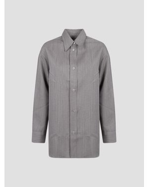 Studio Nicholson Oversized Virgin Wool Overshirt - Gray