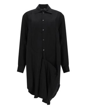 JW Anderson Midi Dress Tuxedo Drape Silk - Black