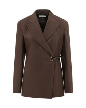 Sportmax Sporty Viscose-Blend Blazer Jacket With Stretch - Brown