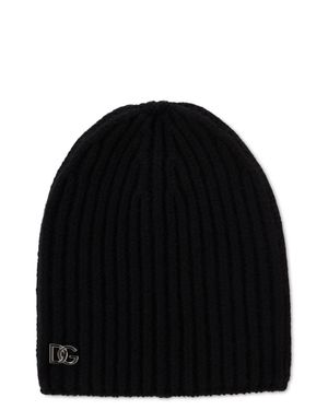 Dolce & Gabbana Knit Wool Hat With Discreet Side Logo - Black