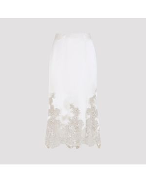 Ermanno Scervino Nude Silk Midi Skirt - White