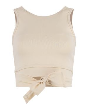 Live The Process Cropped Sleeveless Top With Knot Detail - Natural
