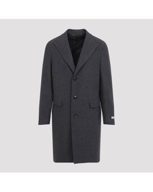 Canali Wool Single-Breasted Overcoat - Blue