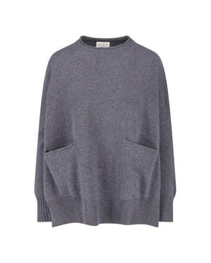 Ma'ry'ya Oversized Crewneck Wool-Cashmere Sweater - Gray