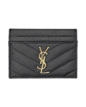 Saint Laurent Elegant Calfskin Mini Wallet For - Black