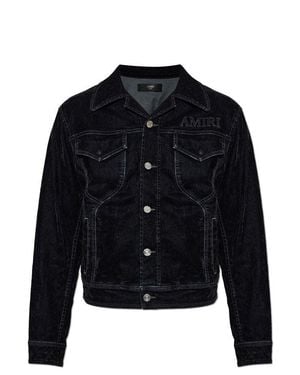 Amiri Vintage Cut Flock Denim Jacket - Blue