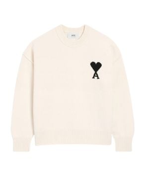Ami Paris Intarsia Knit Sweater For - White