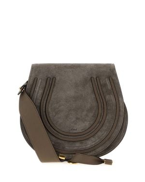 Chloé Marcie Mini Suede Crossbody Handbag - Gray