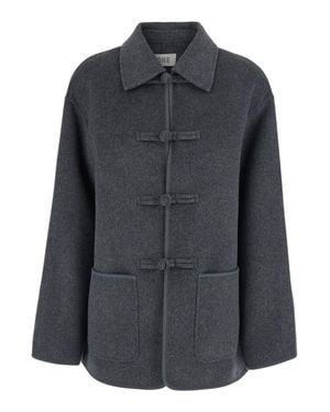 Rohe Wool & Cashmere Classic-Collar Button-Front Jacket - Black