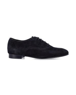 Pedro Garcia Suede Lace-Up Oxford Flats - Black