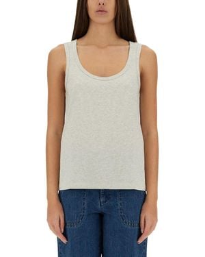 A.P.C. Solid Scoop Neck Top - Blue
