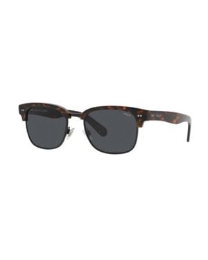 Polo Ralph Lauren Sunglasses Browline Full Rim, Shiny Dark Havana Frame And Lens Ph4202500387 - Black