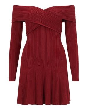 Self-Portrait Knit Mini Dress - Red