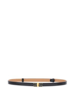 Elisabetta Franchi Eco Leather Belt With Logo Buckle - White