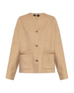 Versace Jacket With Medusa Detail - Natural