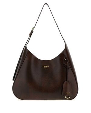 Prada Vitello Leather Handbag - Brown
