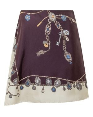 Versace Twill Silk Mini Skirt - Purple