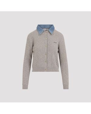 Miu Miu Cashmere & Silk Cardigan - Gray