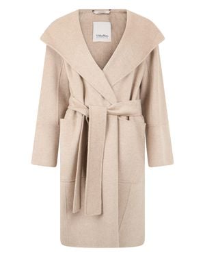Max Mara S Max Mara Belted Wool-Cashmere Jacket Coat - Natural