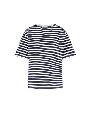 Matteau Horizontal Striped Cotton T-Shirt - Blue