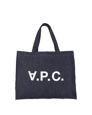 A.P.C. A. P.C. 100% Cotton Canvas Bag With Minimal Hardware - Blue