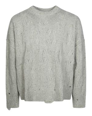 Represent Distressed Knit Sweater - Gray