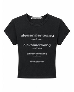 Alexander Wang Crystal Logo Slim-Fit Cotton T-Shirt - Black