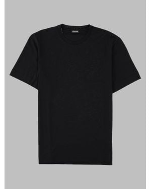 ZEGNA Minimalist Crew Neck Cotton T-Shirt - Black