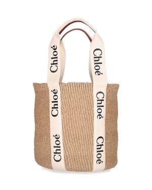 Chloé Calf Leather Paper-Lined Shoulder Bag - Natural