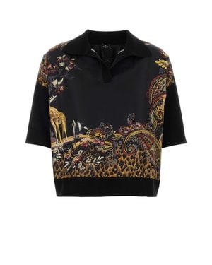 Etro Wool Blend Polo Shirt - Black