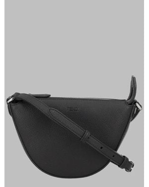 Fendi "Melon" Mini Leather Crossbody Bag, 13.5 Cm X 22 Cm X 5 Cm - Black
