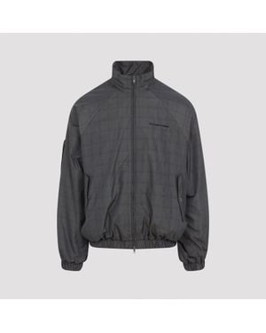 Balenciaga Plaid Zip-Up Jacket - Gray