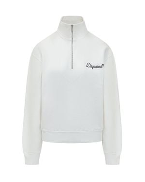 DSquared² Zip Logo Sweatshirt - White