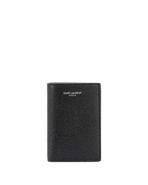 Saint Laurent Logo-Embossed Calf Leather Credit Card Wallet - Black